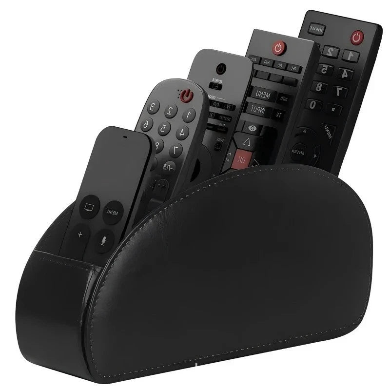 Remote Control Holder PU Leather Storage Box Phone Desk Organizer Home