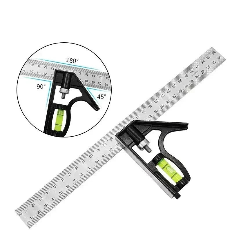 300mm Adjustable Engineers Combination Try Square Set 12” Right Angle Guide